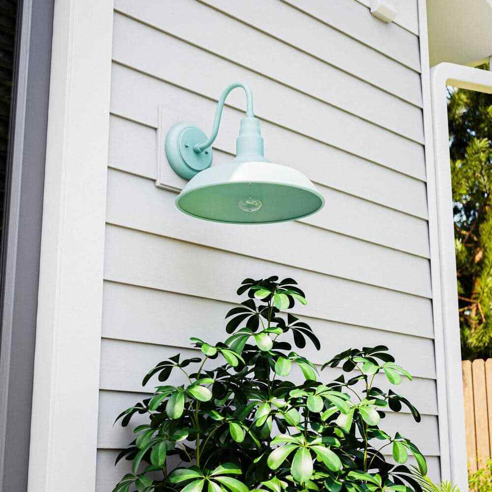 Home Decorators Bell Ridge 14 in. Green Outdoor Large Lantern Wall Sconce