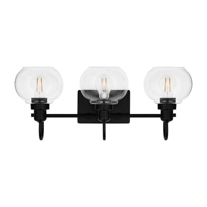 Home Decorators Halyn 23 in. 3-Light Matte Black Bathroom Vanity Light