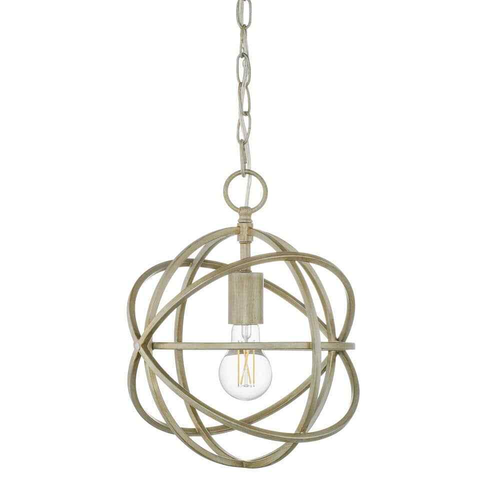 Home Decorators Sarolta Sands Silver Leaf Mini Pendant Light Fixture Caged Orb