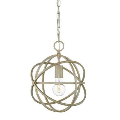 Home Decorators Sarolta Sands Silver Leaf Mini Pendant Light Fixture Caged Orb