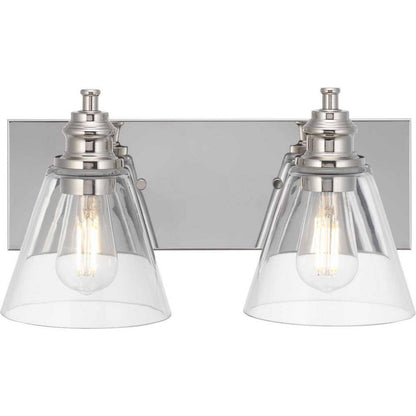 Hampton Bay Manor 15.3 in. 2-Light Polished Nickel Bathroom Vanity Light