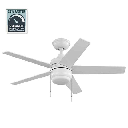 Hampton Bay Mena 44 in. LED Indoor/Outdoor Matte White Ceiling Fan w/ Light Kit