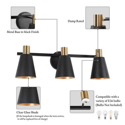 Uolfin Bathroom Wall Sconce 3-Light Modern Bell Powder Room Vanity Light Fixture