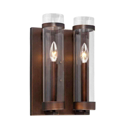 Millennium Lighting Milan 2-Light Rubbed Bronze Wall Sconce w/ Clear Glass