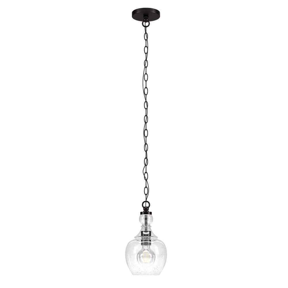 Meyer&Cross Verona 1-Light Blackened Bronze Pendant with Seeded Glass Shade