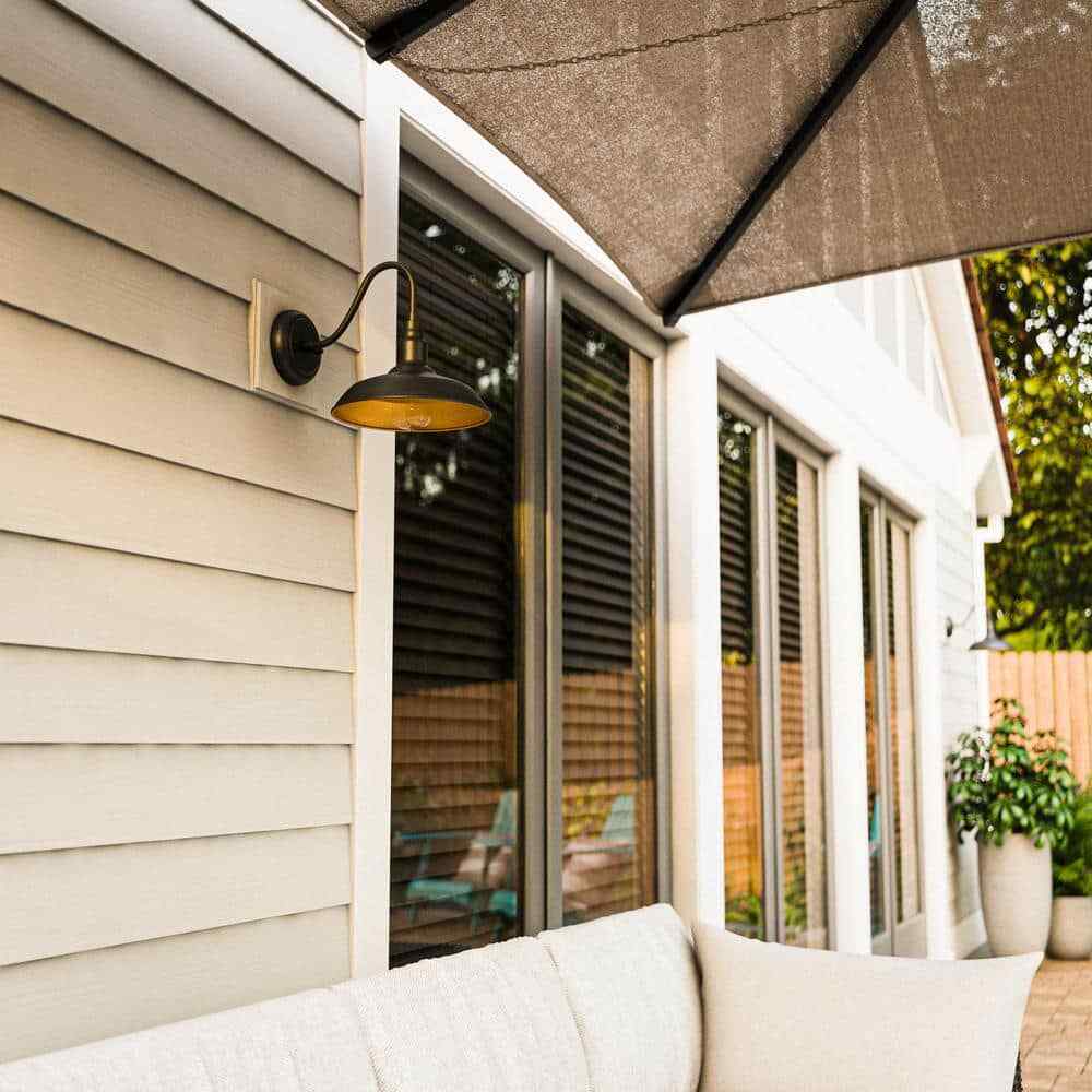 Home Decorators Bell Ridge 10 in. Black Lantern Outdoor Wall Sconce w/ 1-Light