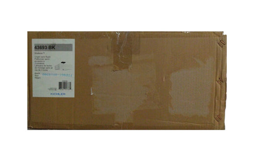 KICHLER Shailene Black Square Semi-Flush Mount Ceiling Light w/ Microfiber Shade