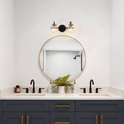 LNC ASTRID Modern 15 in. 2-Light Black Vanity Light Brass Wall Sconce