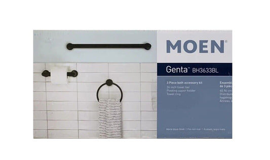 MOEN Genta 3-Piece Bath Hardware Set with 24 in. Towel Bar