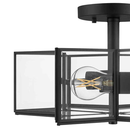 Home Decorators Collection Malena 14.25 in. 2-Light Matte Black Semi-Flush Mount