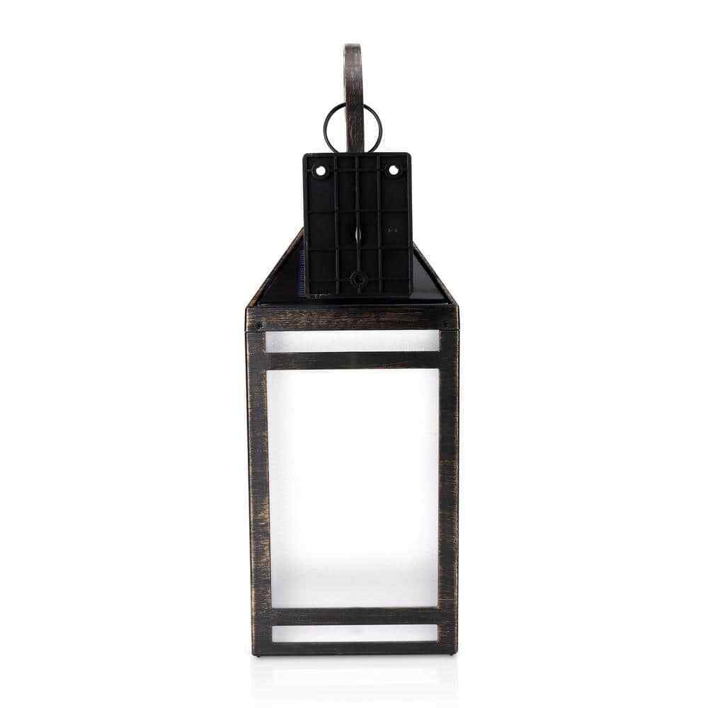 Metallic Black Solar LED Outdoor Hanging Light Sconce w/ Hanger