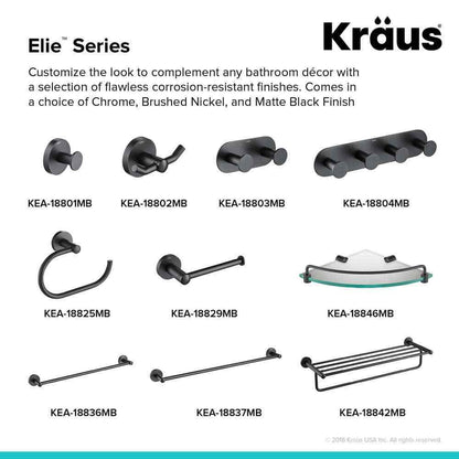 KRAUS Elie Bathroom Robe and Towel Hook in Matte Black KEA-18801MB