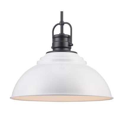 Home Decorators Shelston 16 in. 1-Light Black and White Farmhouse Pendant Light