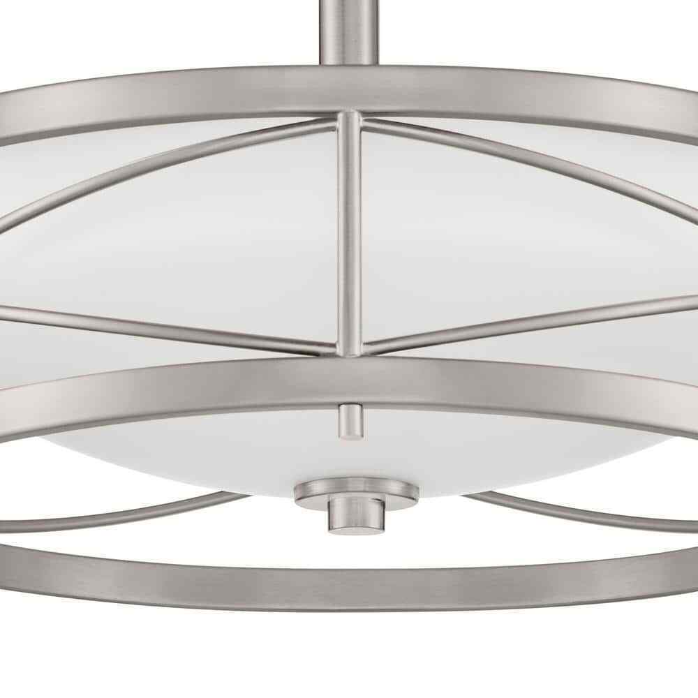 Home Decorators Thayer 8.5 in. Satin Nickel Semi Flush Mount, Ceiling Light