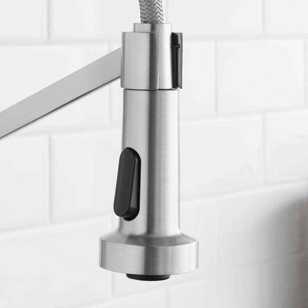Glacier Bay Gage Spring Neck Pull-Down Sprayer Kitchen Faucet w/ Soap Dispenser