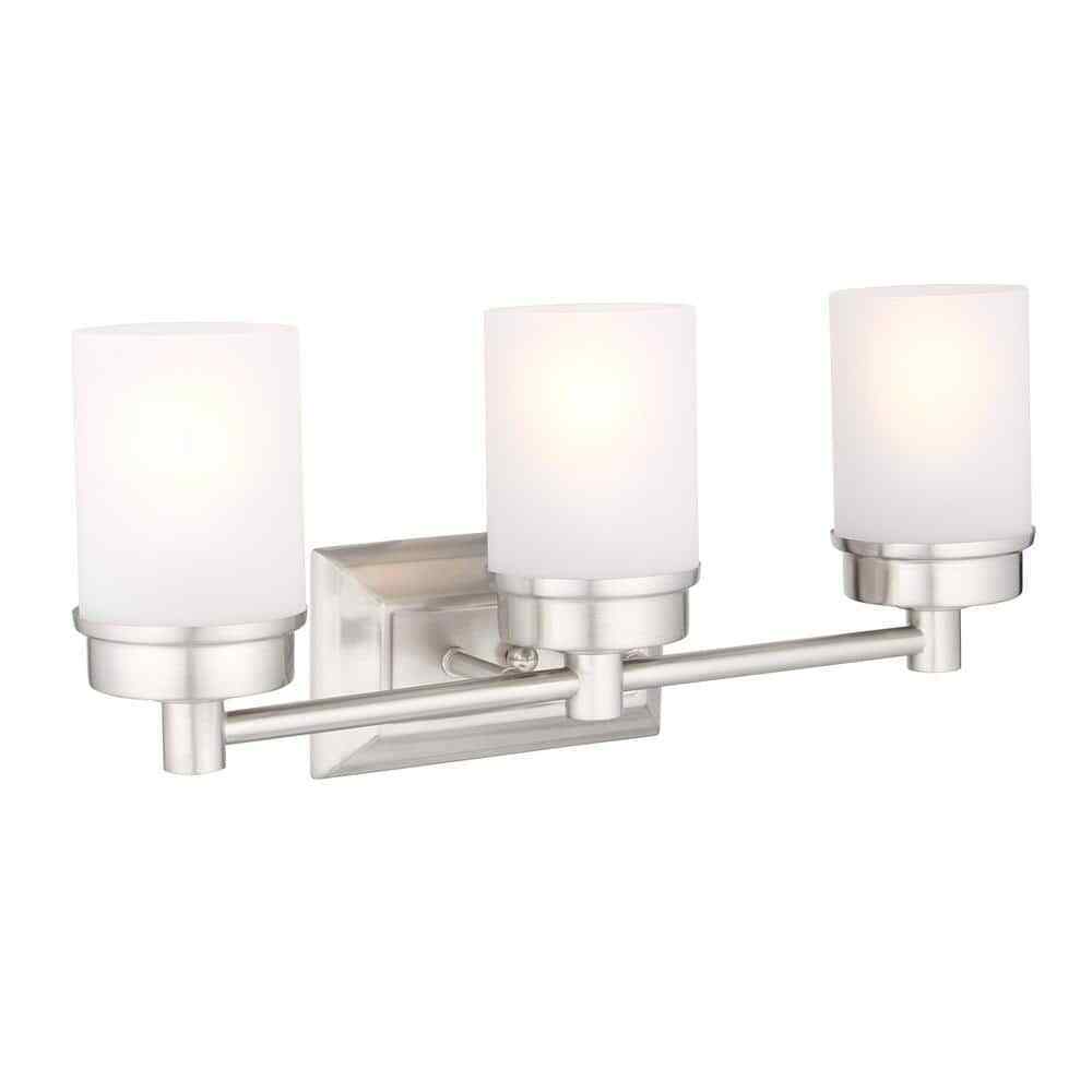 Hampton Bay Cade 3-Light 20.25 in. Brushed Nickel Vanity Light w/ Frosted Glass
