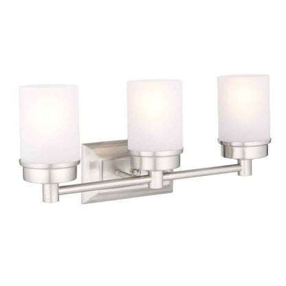 Hampton Bay Cade 3-Light 20.25 in. Brushed Nickel Vanity Light w/ Frosted Glass