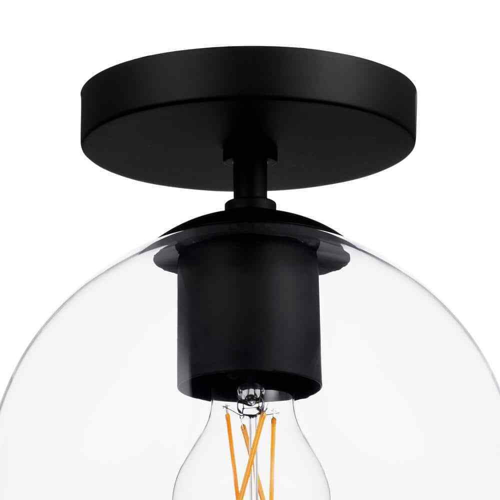 Hampton Bay Vista Heights 8 in. Matte Black Semi Flush Mount Ceiling Light