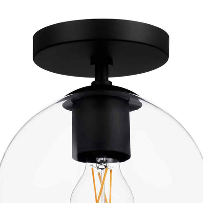 Hampton Bay Vista Heights 8 in. Matte Black Semi Flush Mount Ceiling Light