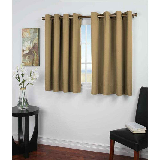 RICARDO Sand Polyester Solid 56 in. W x 54 in. L Grommet Blackout Curtain
