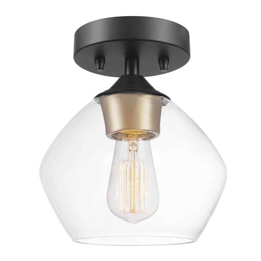 Globe Electric Harrow 1-Light Matte Black Semi-Flush Mount Ceiling Light