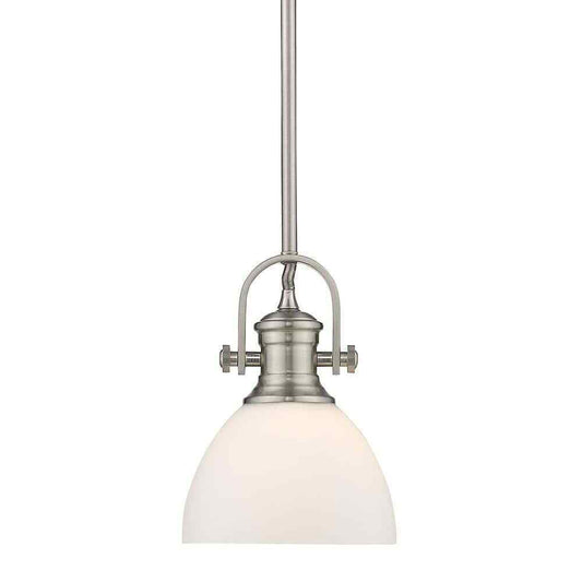 Golden Lighting Hines 1-Light Pewter Mini Pendant with Opal Glass 3118-M1L PW-OP