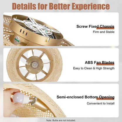 OUKANING 20 in. Gold Farmhouse 6-Speed Reversible Wind Direction Ceiling Fan
