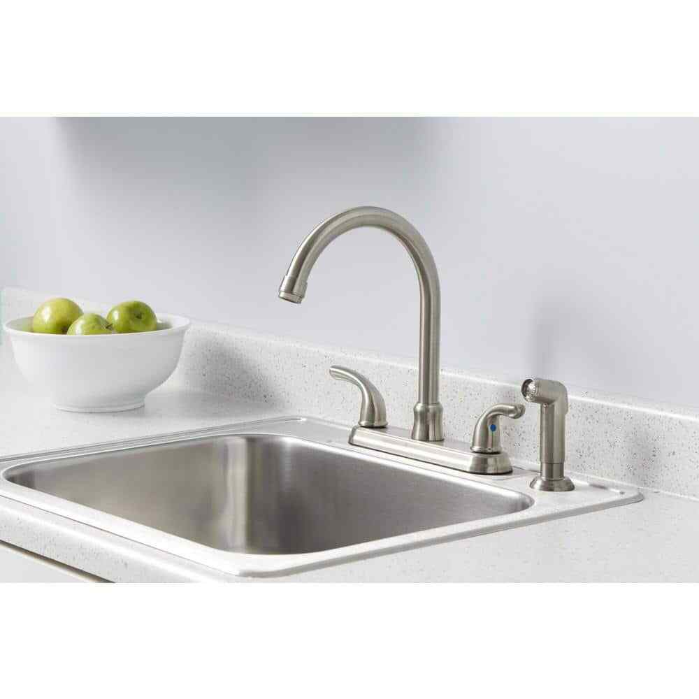 Glacier Bay Builders Double Handle Standard Kitchen Faucet Stainless Steel