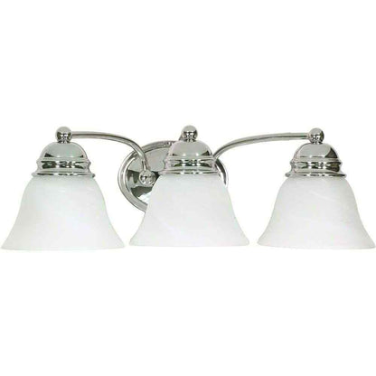 SATCO 3-Light Polished Chrome Vanity Light with Alabaster Glass Bell Shades