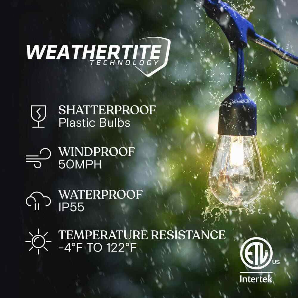 Brightech Ambience Pro 15-Light 48' Solar 1W 2700k LED S14 Hanging String-Light