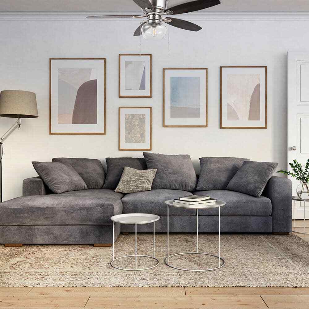 Hampton Bay Stoneridge 52 in. LED Brushed Nickel Hugger Ceiling Fan