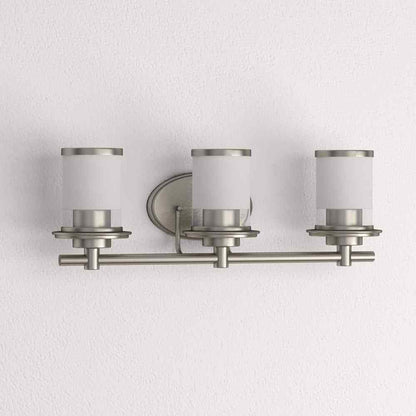 Hampton Bay 23.25 in. Truitt 3-Light Chrome Vanity Light w/ Clear and Sand Glass