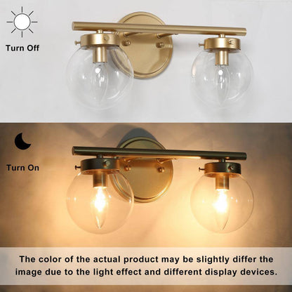 Uolfin Modern Light Gold Vanity Light 14.2 in. W 2-Light Powder Room Wall Light