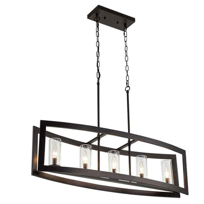 RRTYO Sylvette 5-Light Oil Rubbed Bronze Kitchen Curved Island Chandelier