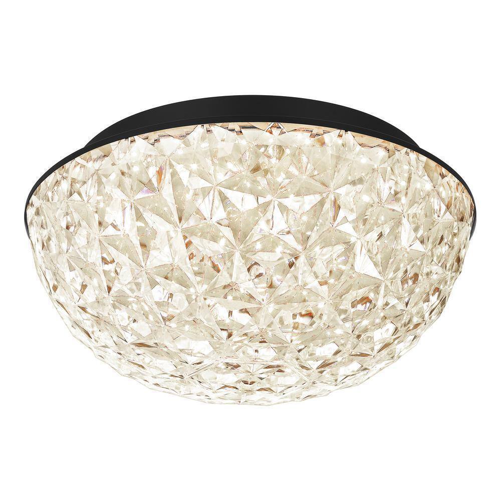 Home Decorators Ellis Place Matte Black LED Round Flush Mount Ceiling Light