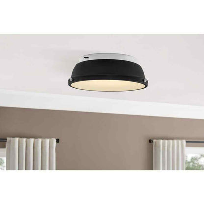 Hampton Bay Taspen 14 in. Black and Chrome LED Flush Mount Ceiling Light Fixture