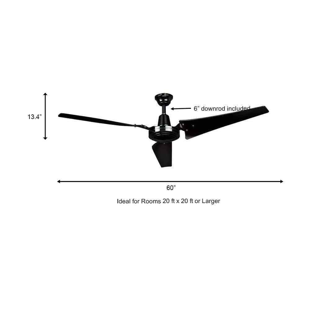 Hampton Bay Industrial 60 in. Indoor/Outdoor Black Ceiling Fan with Wall Control