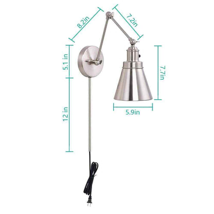 Hampton Bay 1-Light Brushed Nickel Plug-In/Hardwired Swing Arm Wall Lamp