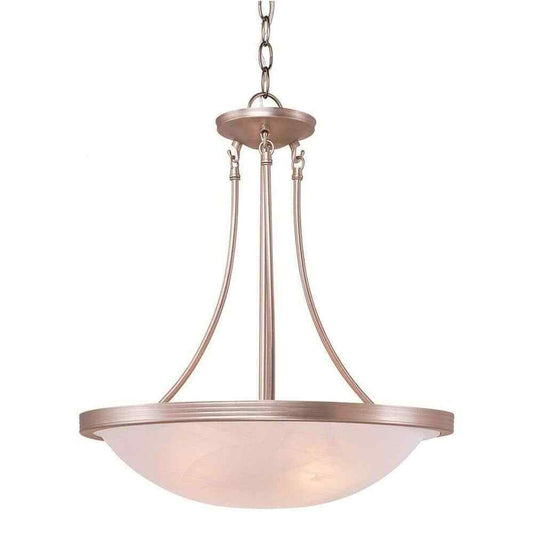 Halley 22 in. 3-Light Brushed Nickel Pendant with Marbleized Glass Shade