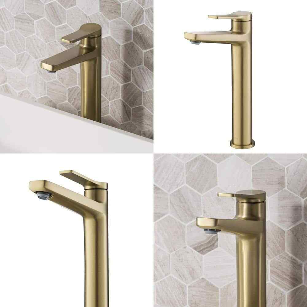 KRAUS Indy Single Handle Vessel Sink Faucet in Brushed Gold KVF-1400BG