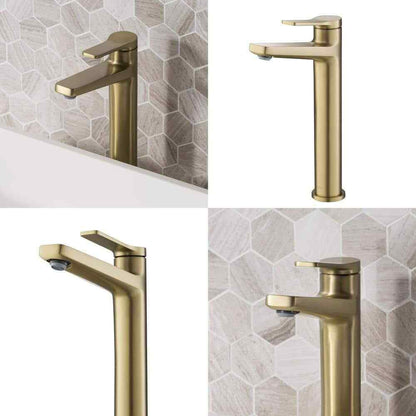 KRAUS Indy Single Handle Vessel Sink Faucet in Brushed Gold KVF-1400BG