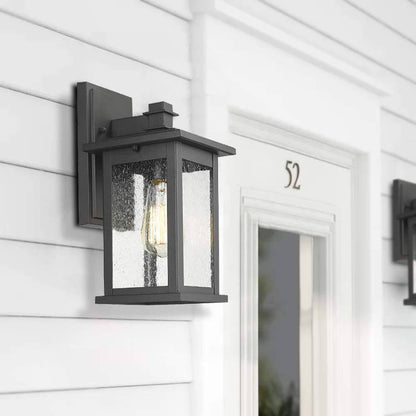 JAZAVA 1-Light Black Weather Resistant Outdoor Wall Light Sconce Wall Lantern