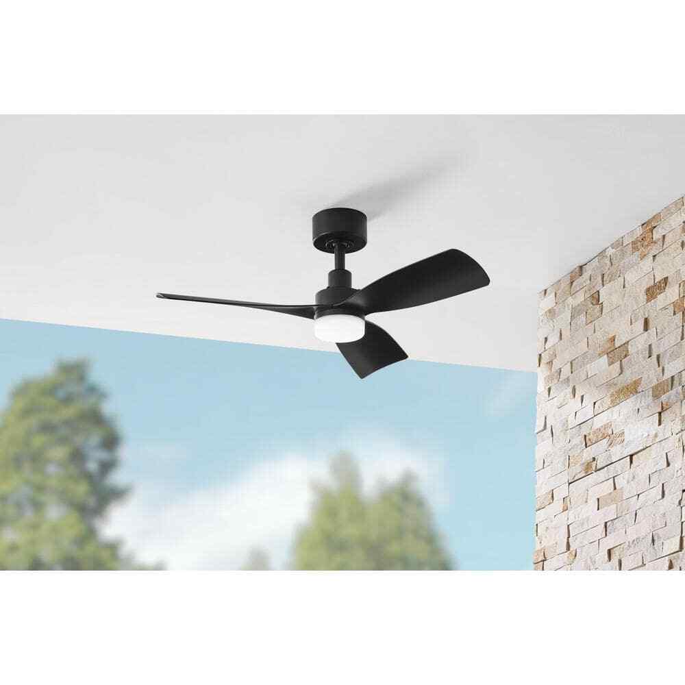 Hampton Bay Marlston 36 in. CCT LED Indoor/Outdoor Ceiling Fan Matte Black