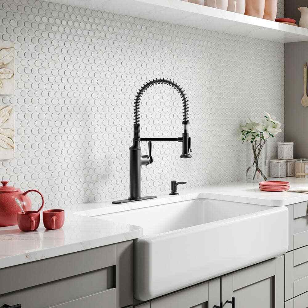 KOHLER Sous Pro-Style Single Handle Pull Down Sprayer Kitchen Faucet Matte Black