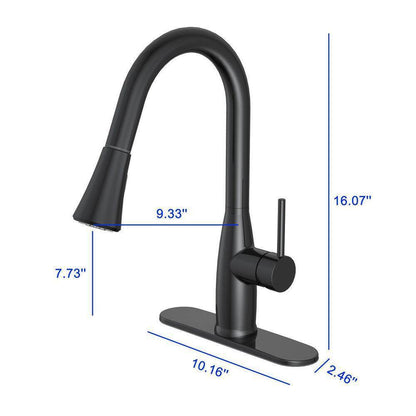Cartway Single-Handle Pull-Down Sprayer Kitchen Faucet in Matte Black D001O