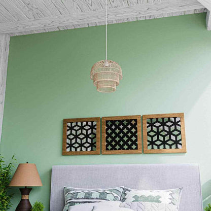 Hampton Bay Shawside 1-Light Tiered Brown Pendant Rattan