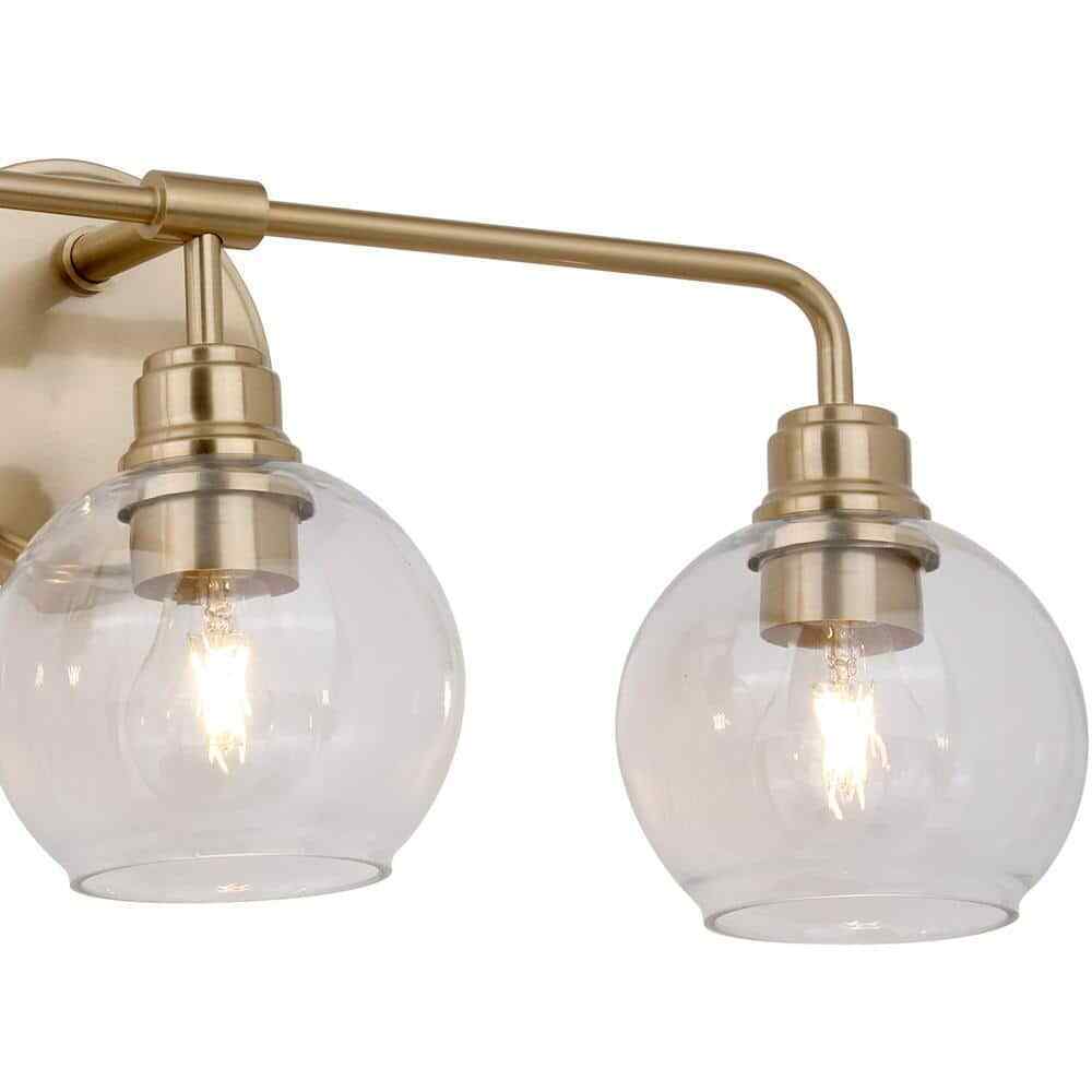 Hampton Bay Florabelle 24 in. Antique Gold Clear Globe Glass Shades