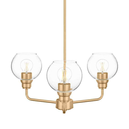 Hampton Bay Florabelle 3-Light Chandelier Antique Gold Clear Globe Glass Shades