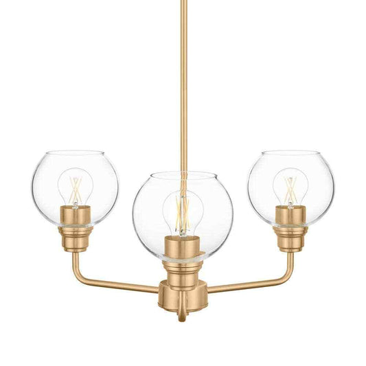 Hampton Bay Florabelle 3-Light Chandelier Antique Gold Clear Globe Glass Shades