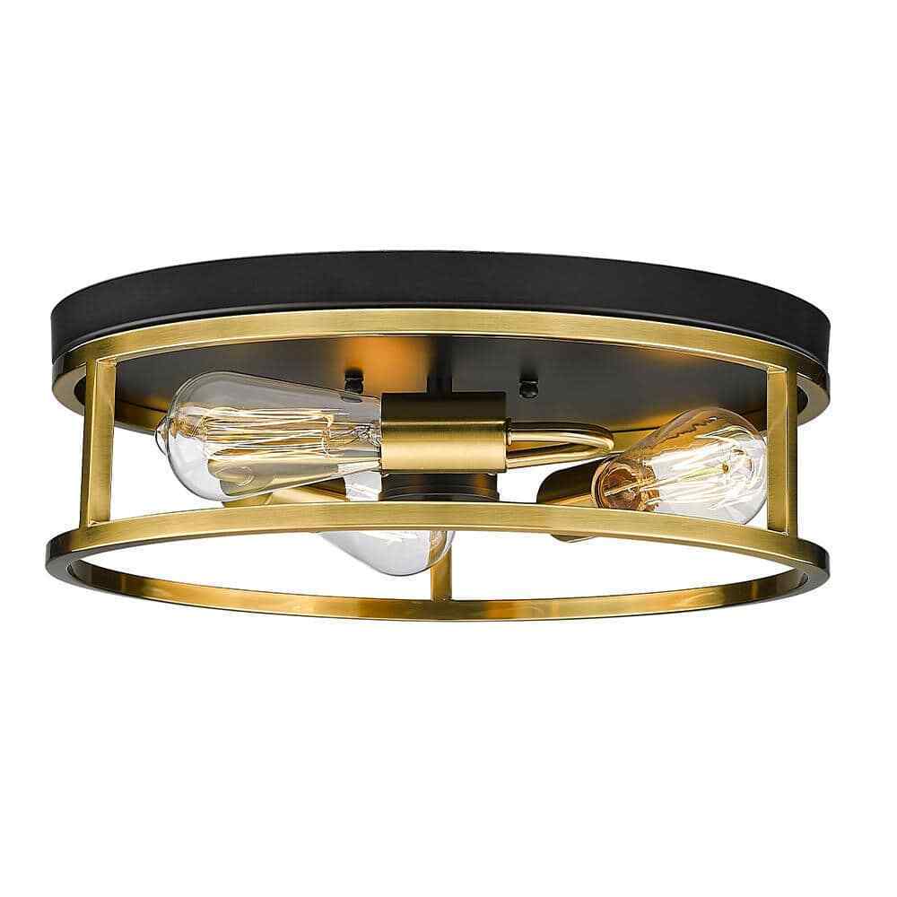 Unbranded Helen 16 in. 3-Light Black and Gold Flush Mount YS2180C16BGD